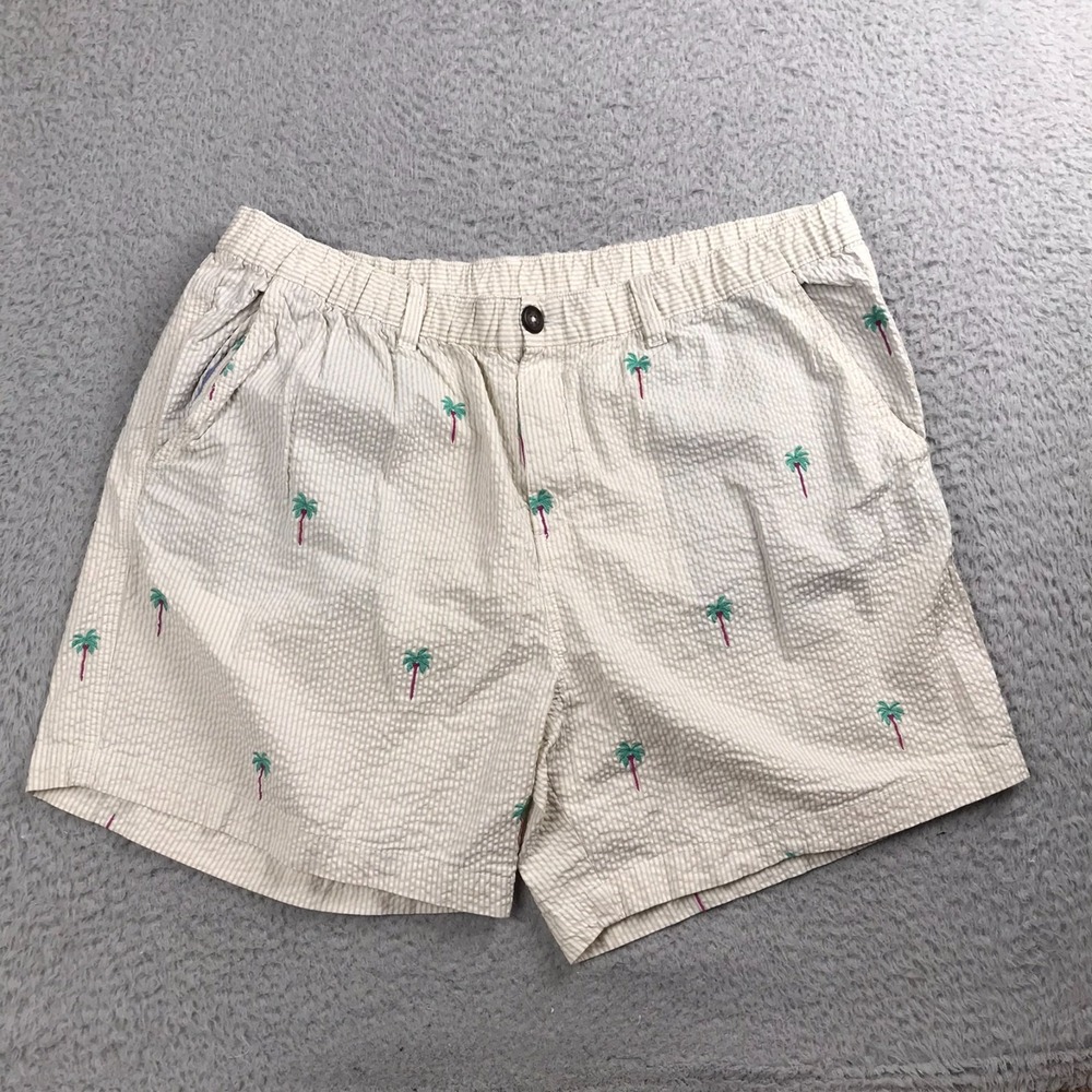 Chubbies Boomshakalaka Originals Seersucker Embroidered Shorts Mens 2XL Beige 6"